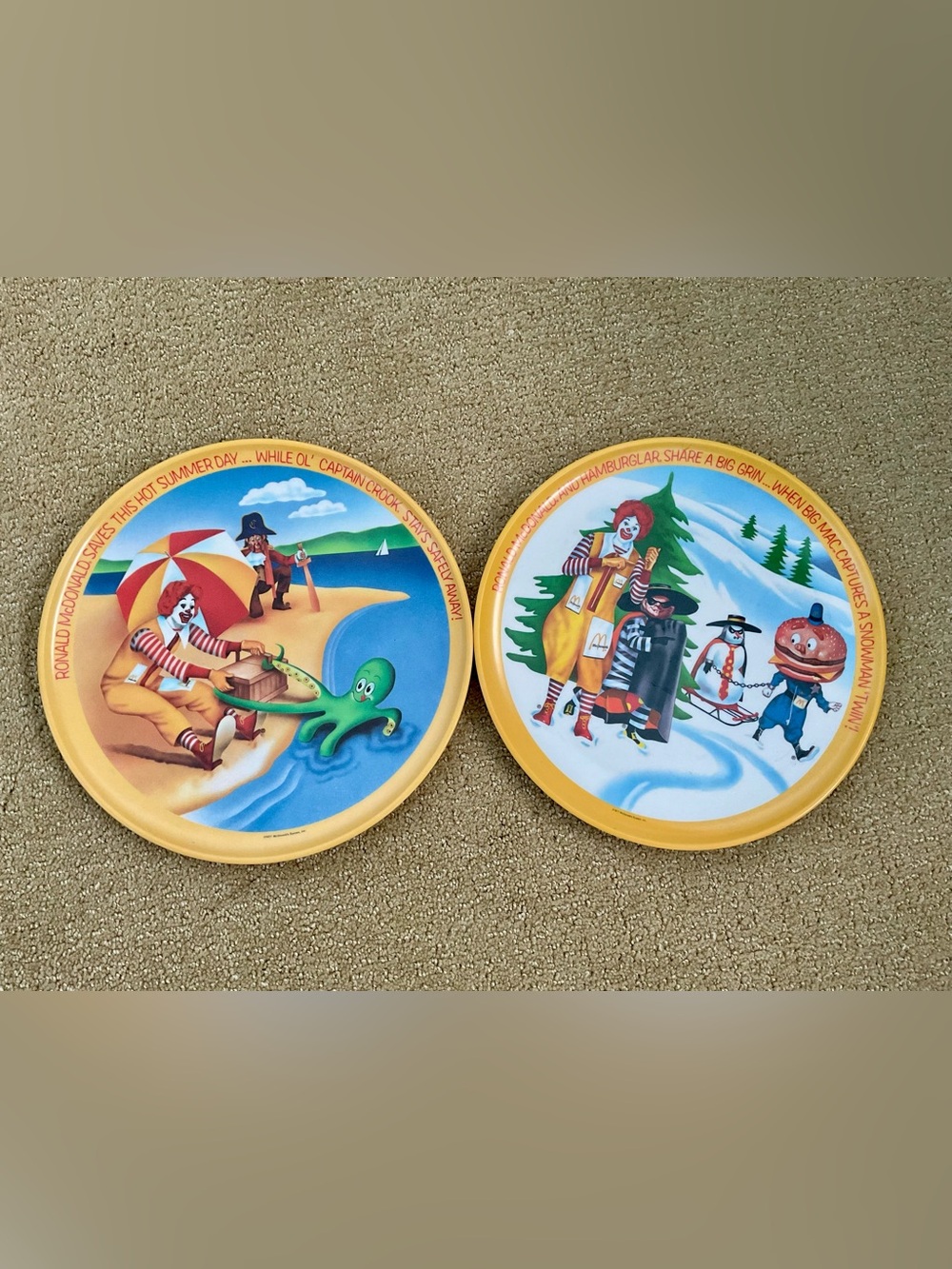 McDonald's Yellow-Rimmed Character Collector Trays with Bright Multicolor Art